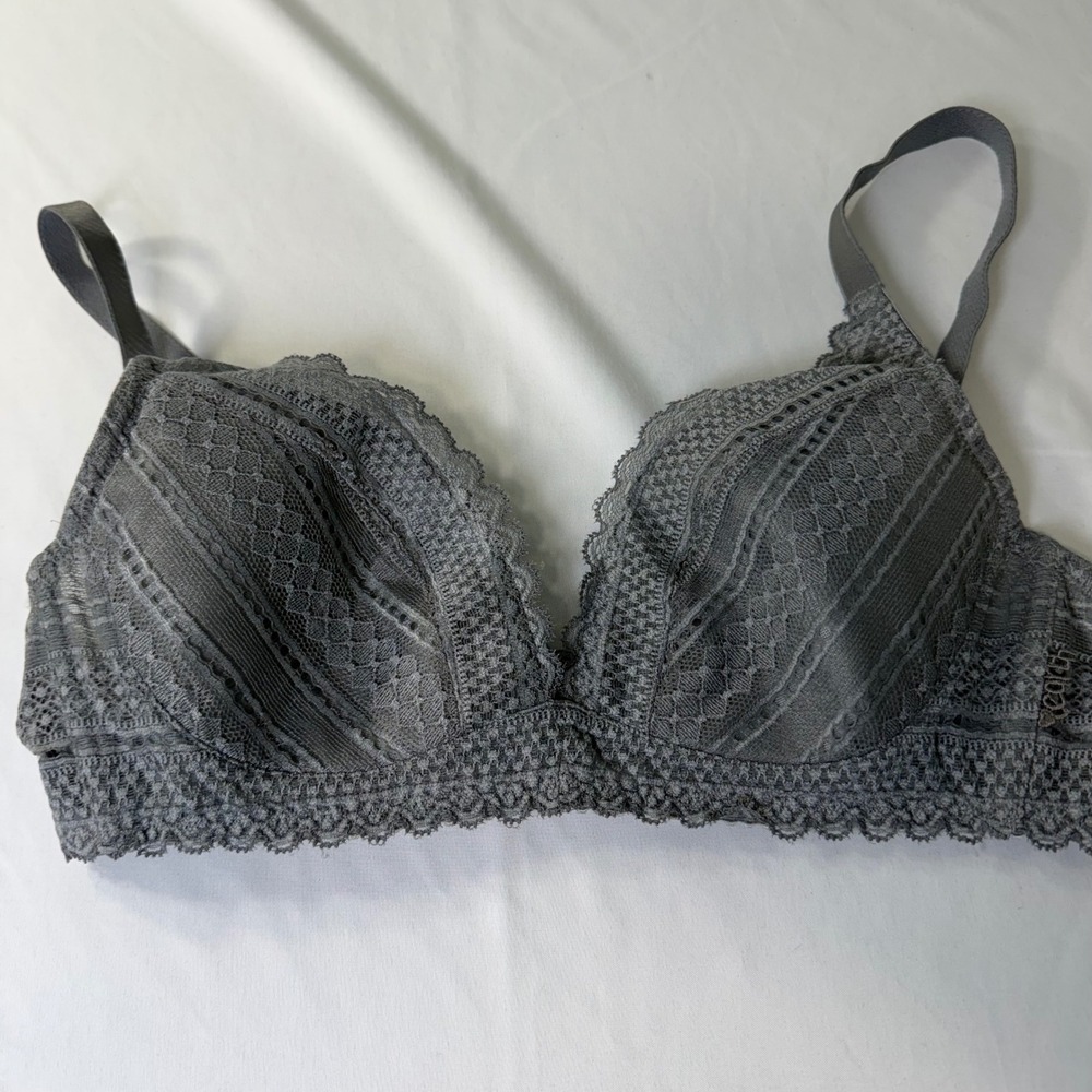 Wacoal Grey Lace Wireless Bralette Adjustable‎ Straps NBB223 Size B-L